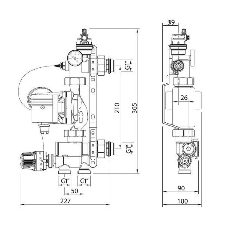 Насосно-смесительный узел без насоса AV Engineering AVE250-01