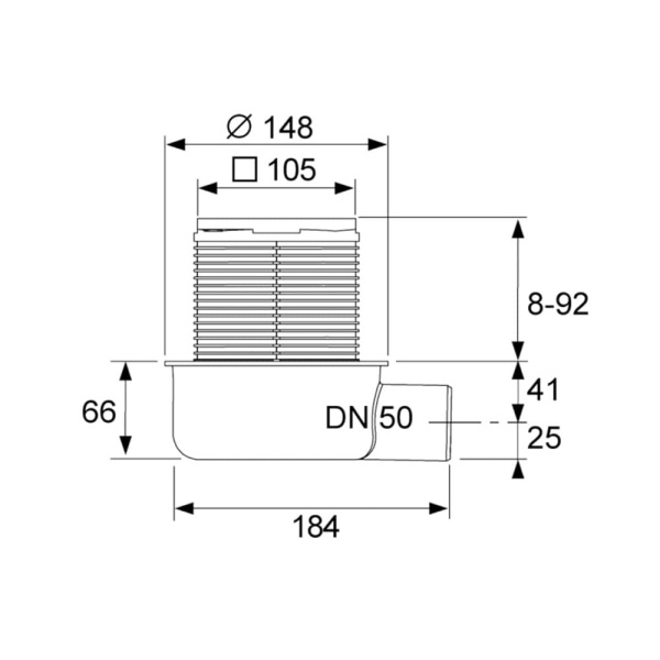 Трап душевой TECEdrainpoint S 50, низкий боковой DN 50 арт.3601050
