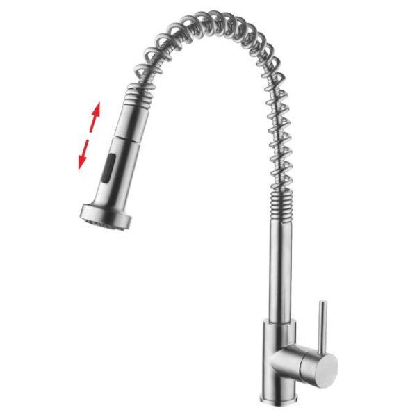 Смеситель для кухонной мойки Ledeme L76005 с выдвижной лейкой высокий