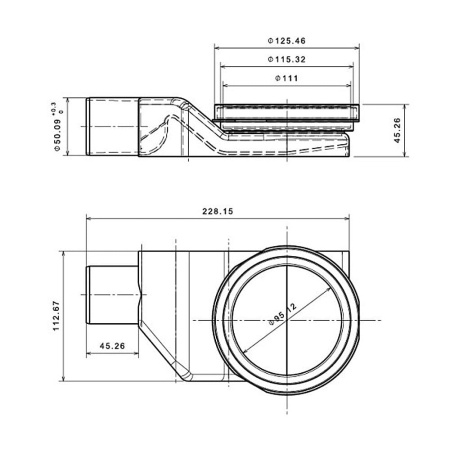 Душевой трап линейный 550 мм 2в1 Pestan Confluo Primo Compact Line MATTE BLACK (чёрный матовый / под плитку)