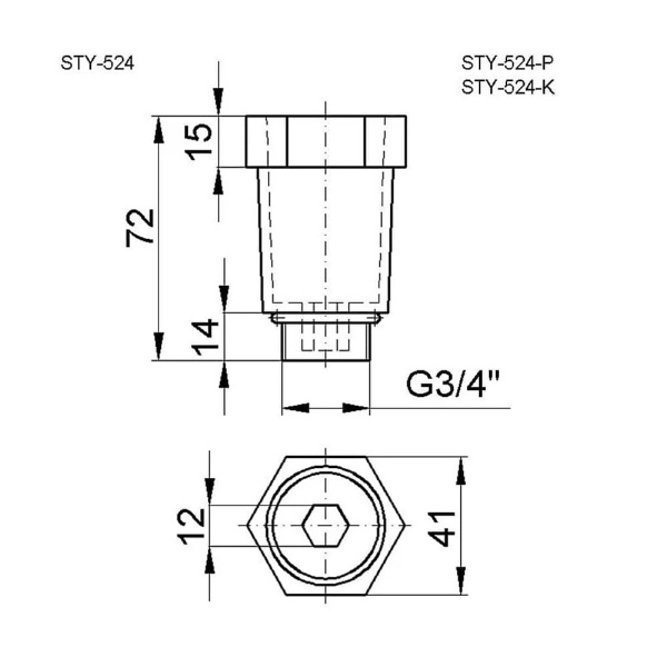 Пробка глухая длинная синяя 3/4" НР STYRON