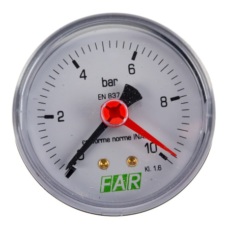 Манометр осевой 10 bar 63 мм 1/4" FAR