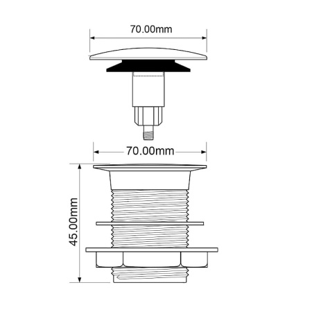 Донный клапан для раковины 1 1/2" x 70 мм click-clack McALPINE CBW70-CB