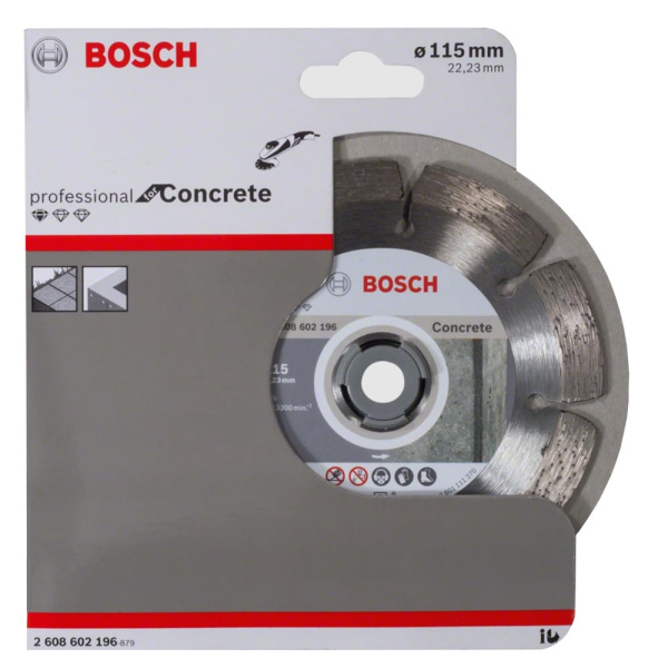 Диск алмазный отрезной 115 х 22.2 мм BOSCH Standard for Concrete (по бетону) Диск алмазный отрезной 115 х 22.2 мм BOSCH Standard for Concrete (по бетону)