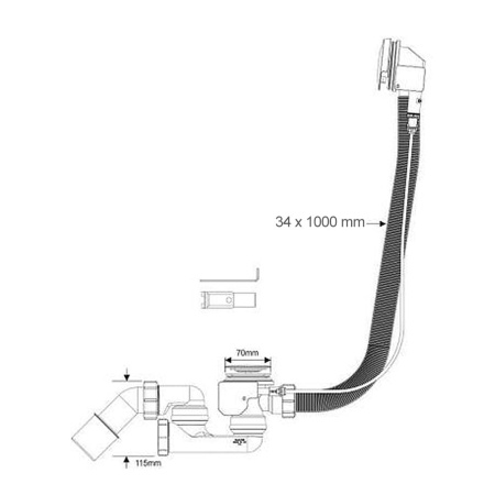 Сифон для ванны Push Button McALPINE HC31PB1.0-CP с пневмокнопкой