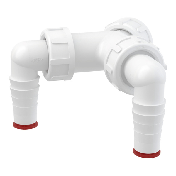 Колено с двумя штуцерами с обратным клапаном, G1"/17–23 Alcaplast P148Z Колено с двумя штуцерами с обратным клапаном, G1"/17–23 Alcaplast P148Z