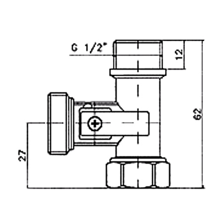 Кран шаровой трехпроходной 1/2"НР х 3/4"НР х 1/2"ВР Fornara