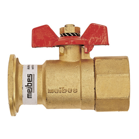 Запорный шаровый кран с обратным клапаном FL x BP 1 1/4" (Ду 25 мм) под гайку НГ 2" Meibes