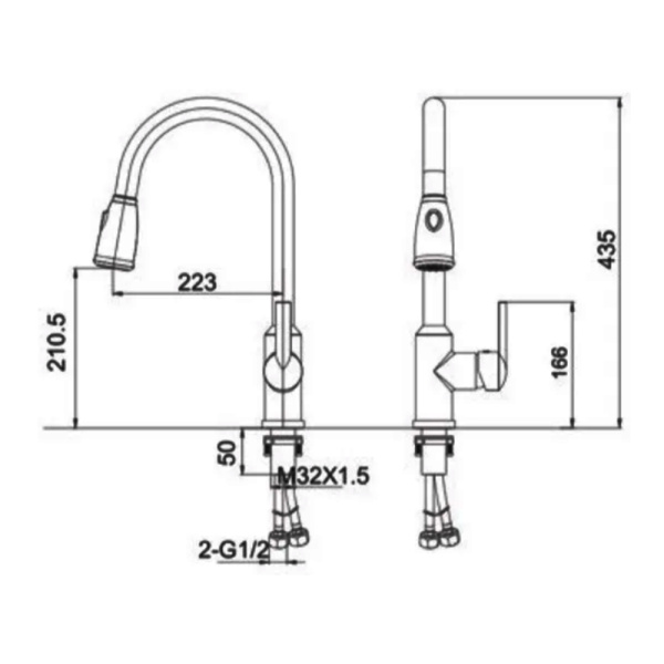 Смеситель для кухонной мойки Gerhans K14082A высокий сатин