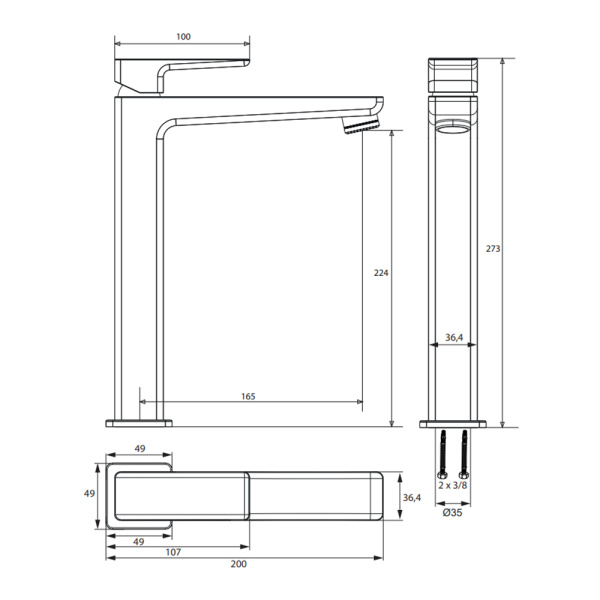 Смеситель для умывальника Omnires Parma BIA/CHR PM7412CRВ высокий белый хром