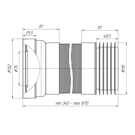 Гофра для унитаза с манжетой 110 мм х 340-870мм Ани Пласт