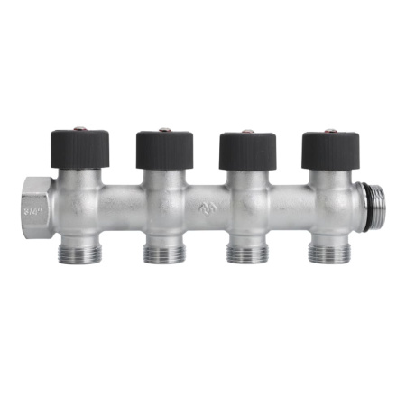Коллектор распределительный 3/4" х 3/4"ЕК, на 2 выхода, хром, VARMEGA