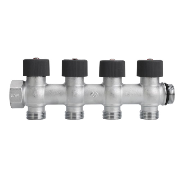 Коллектор распределительный 3/4" х 3/4"ЕК, на 2 выхода, хром, VARMEGA