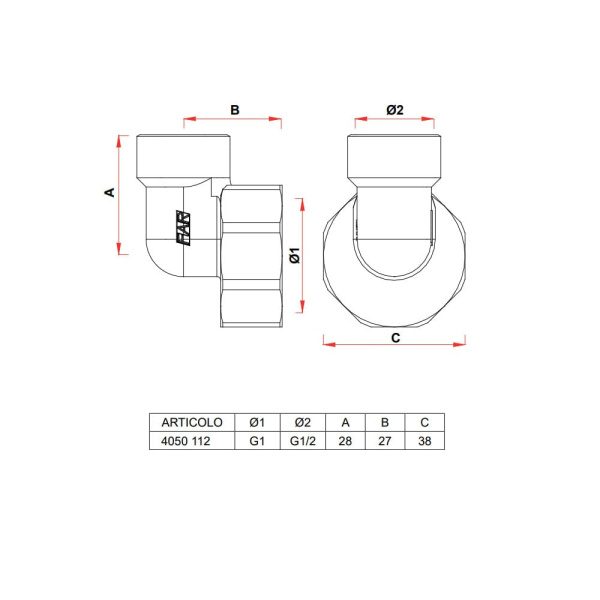 Переходник угловой для коллекторов 1"ВР x 1/2"ВР хромированный FAR Переходник угловой для коллекторов 1"ВР x 1/2"ВР хромированный FAR