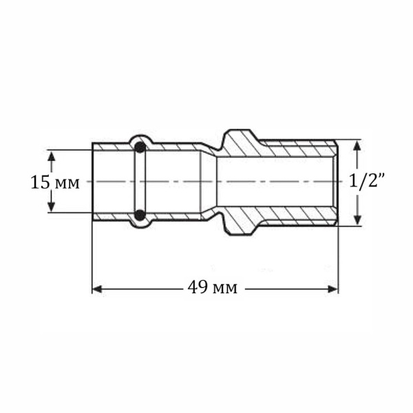 Пресс ниппель 15 х 1/2" наружная резьба Valtec нержавеющая сталь