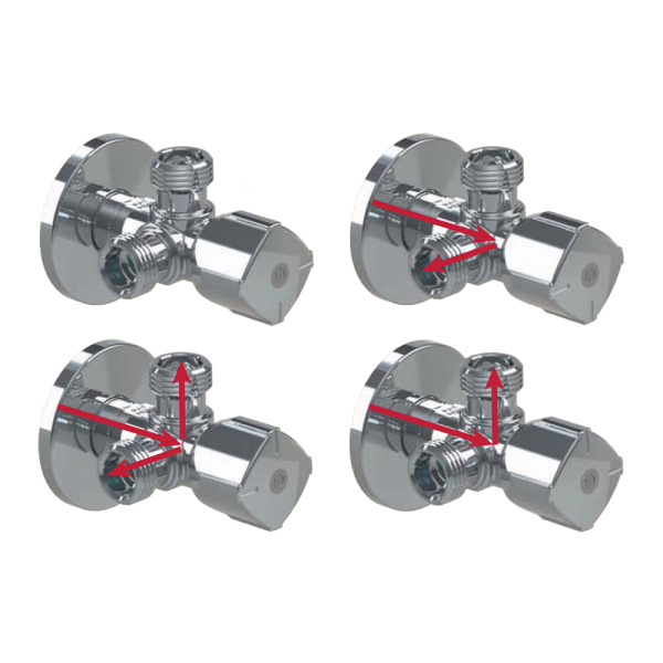 Кран шаровой угловой 3-х ходовой 1/2" х 3/8" х 3/8" TWIN arco