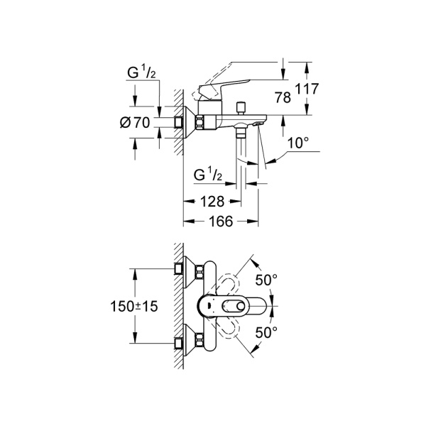 Смеситель для ванны Grohe BauLoop 23341000