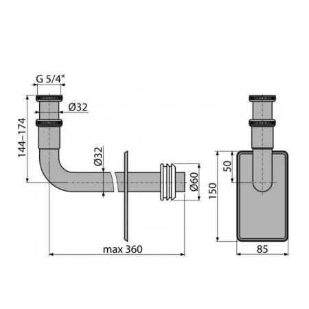 Металлическое колено DN32 с накидной гайкой 5/4" Alcaplast A438 Металлическое колено DN32 с накидной гайкой 5/4" Alcaplast A438