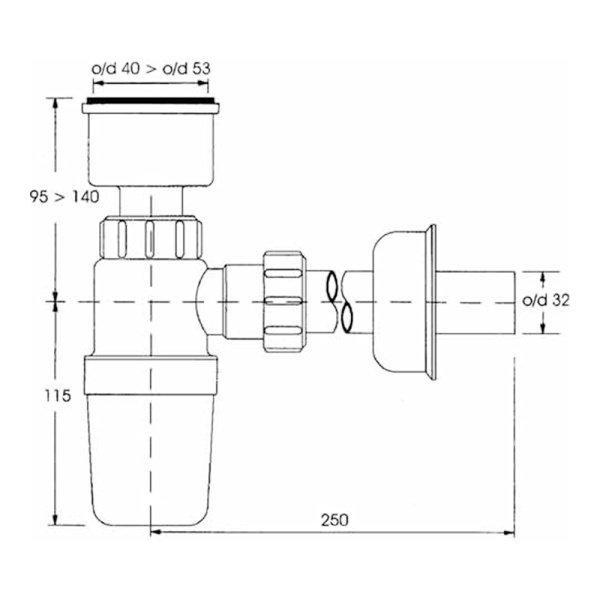 Сифон для писсуара 32 мм McALPINE HC2P-32 Сифон для писсуара 32 мм McALPINE HC2P-32