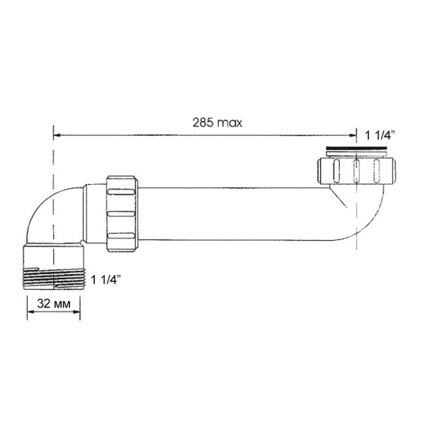 Отводная труба 90° 1 1/4"ВРх1 1/4"НР McALPINE НС13-32