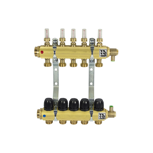 Коллектор латунный для теплого пола на 5 контуров Afriso