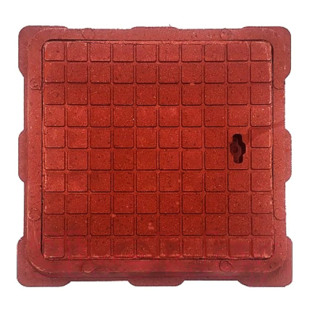 Люк канализационный садовый малый квадратный 1 т., красный