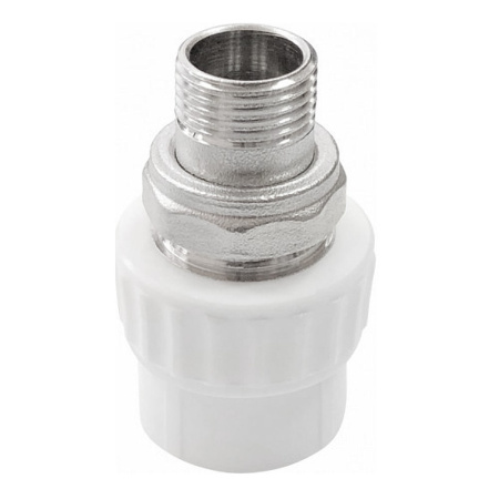 Муфта с американкой для радиатора 20 x 1/2" НР белая VALFEX