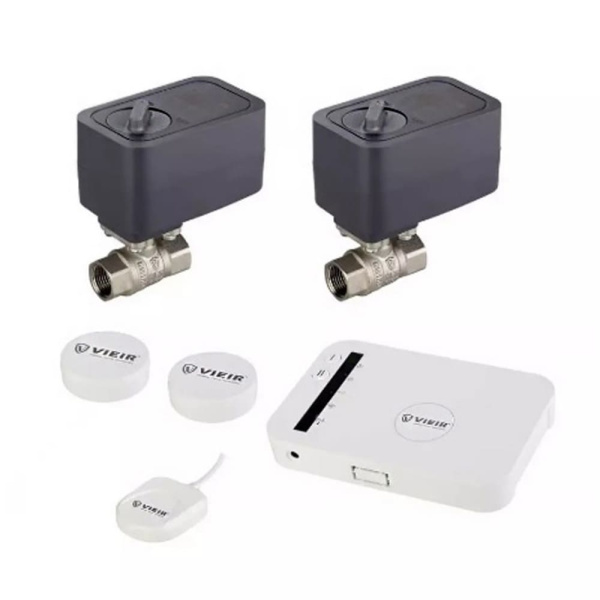 Система защиты от протечек 1/2" с беспроводными датчиками и Wi-Fi, VIEIR VR14-1