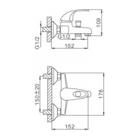 Смеситель для ванны Frap F3003 с коротким изливом хром