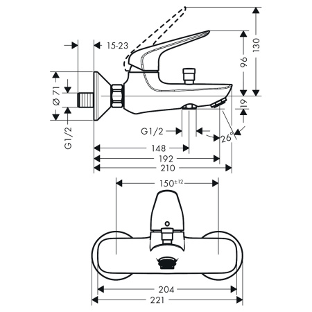 Смеситель для ванны Hansgrohe Novus 71040000