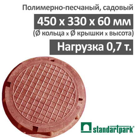 Люк канализационный садовый малый 0,7 т, красный