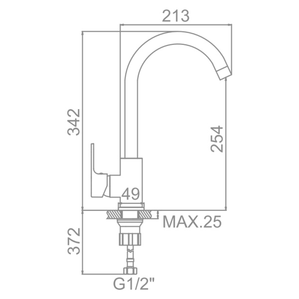 Смеситель для кухонной мойки Ledeme L4003 высокий хром