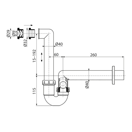 Сифон для сбора конденсата Alcaplast AKS2 DN40