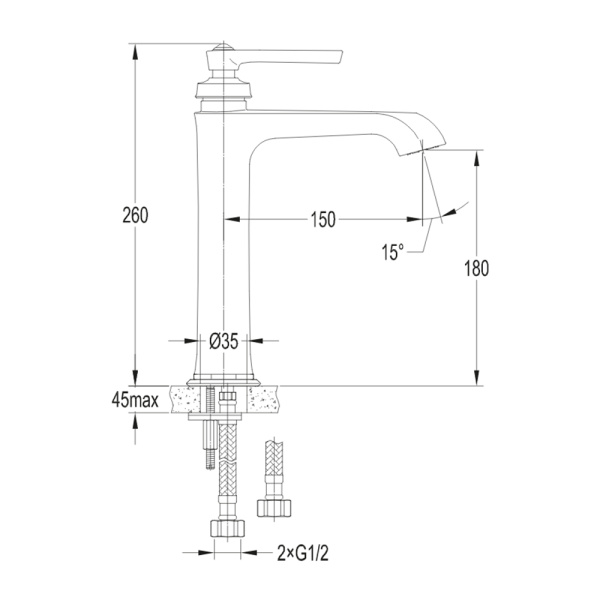 Смеситель для умывальника Omnires Armance AM5212CR высокий