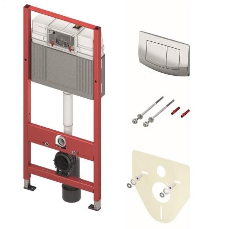 Инсталляция для унитаза TECE Base kit с панелью смыва easy fit и  глянцевой хромированной кнопкой TECEambia, арт. 9.400.405