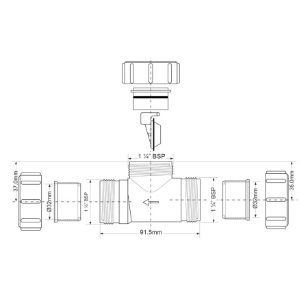 Обратный клапан для канализации McALPINE 32 мм