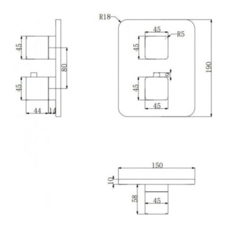 Термостатическая душевая система скрытого монтажа Omnires Parma BLACK SYSPM11BL черная