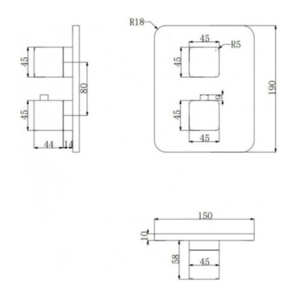Термостатическая душевая система скрытого монтажа Omnires Parma BLACK SYSPM11BL черная
