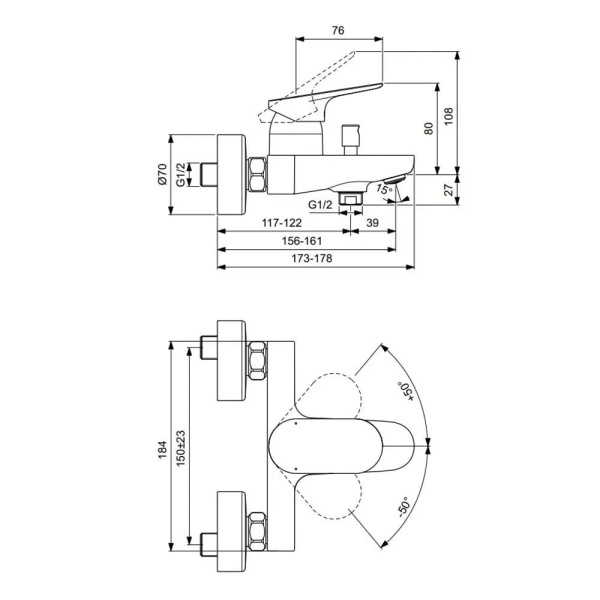 Смеситель для ванны Ideal Standard CeraLife O