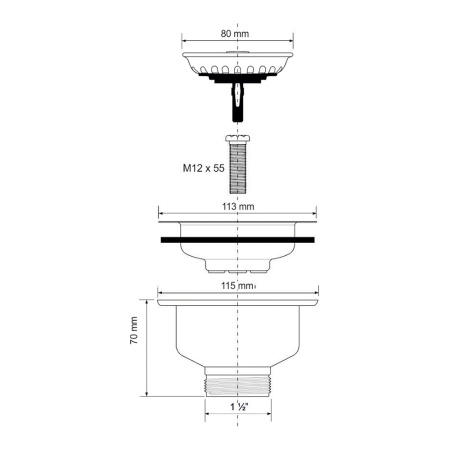 Выпуск для мойки 1 1/2" McALPINE арт. MRSKW7ST с нержавеющей решеткой DN113