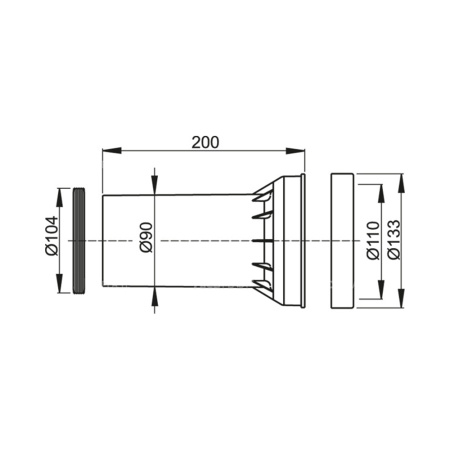 Патрубок для подключения подвесного унитаза 90 х 200 мм Alcaplast M902