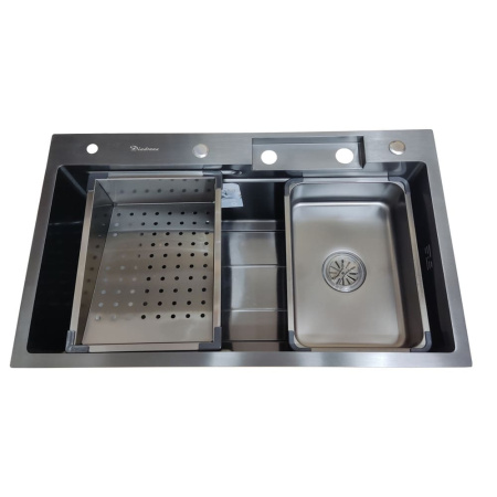 Мойка кухонная Diadonna ДS7545B (750 х 540 х 200мм) многофункциональная с водопадом