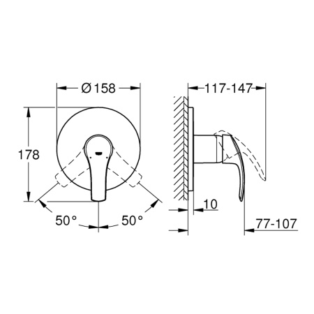Встраиваемый смеситель для душа Grohe Eurosmart 24042002