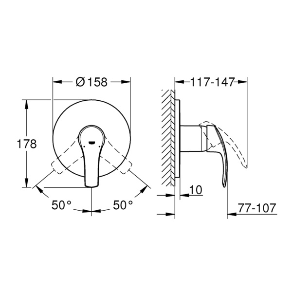 Встраиваемый смеситель для душа Grohe Eurosmart 24042002 Встраиваемый смеситель для душа Grohe Eurosmart 24042002