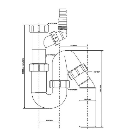 Сифон трубный Р/S-образный 1 1/2 х 50 мм McALPINE HC8