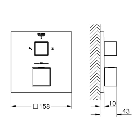 Термостатический смеситель скрытого монтажа для душа Grohe Grohtherm Cube 24154000