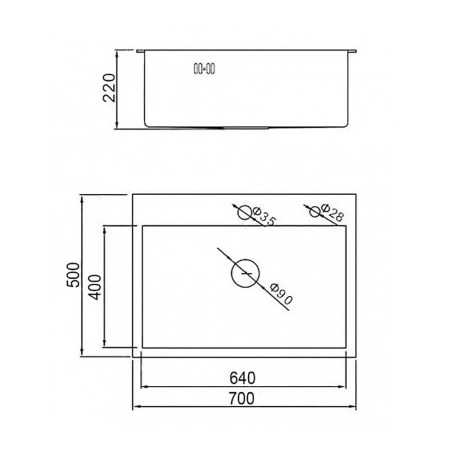 Мойка кухонная WISENT WS-37050B Графит (700 х 500 х 220 мм)