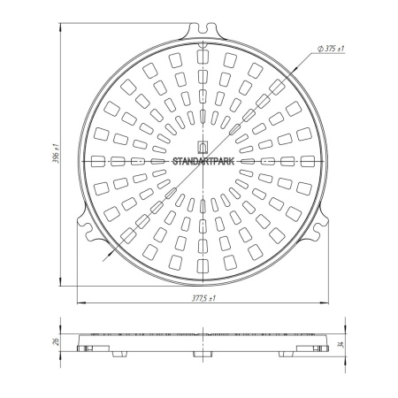 Люк чугунный ЛС-38-ВЧ средний кл. B125, D380 Standartpark Люк чугунный ЛС-38-ВЧ средний кл. B125, D380 Standartpark