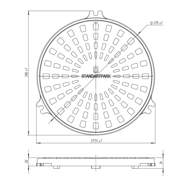 Люк чугунный ЛС-38-ВЧ средний кл. B125, D380 Standartpark