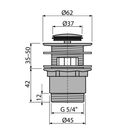 Донный клапан для умывальника CLICK-CLAK 1 1/4" с маленькой заглушкой Alcaplast A39